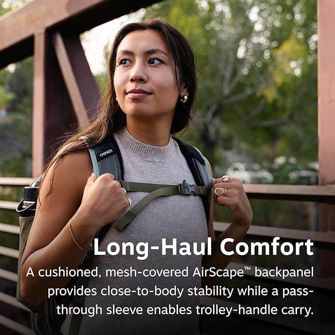 Osprey Transporter 26+6 Travel Pack - Expandable Personal Item Backpack with Laptop Sleeve - Lightweight Daypack, Blue Flame
