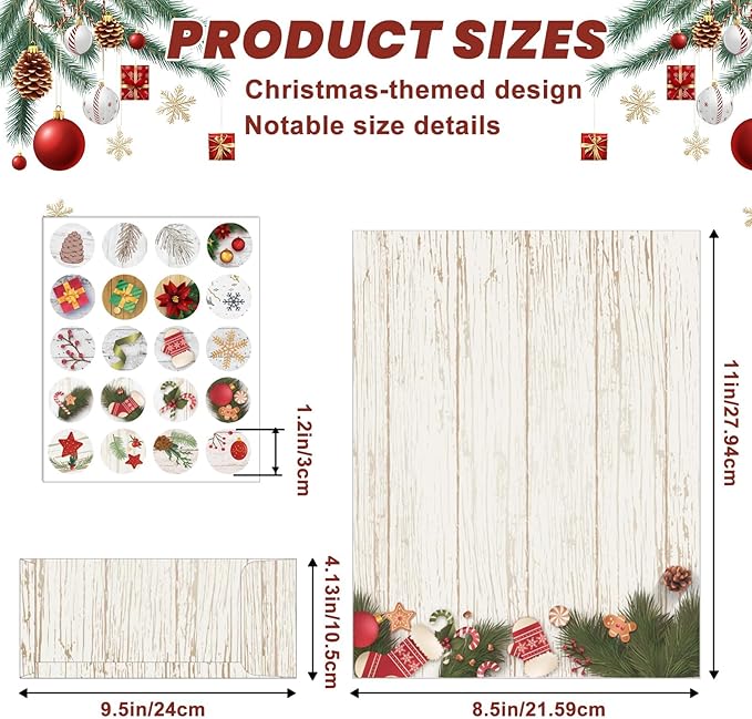 250Pcs Stationery Paper and Envelope Set with 100 Letterhead Papers and 50 Envelopes, 10 Design for Letter Writing Invitations Computer Holidays Party Notes, 8.5x11 Inch-Wood Grain