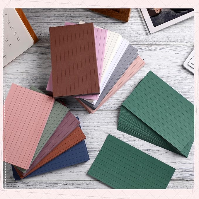 Ctosree 1440 Pcs Colored Index Cards 3 x 5 Inch Flash Cards for Studying Lined Study Note Sheets with Printed Ruled on Both Sides for Studying Memory Learning School, 12 Colors(Morandi Color)