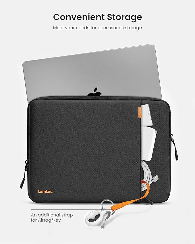 tomtoc 360° Protective Laptop Sleeve for 16-inch MacBook Pro M5 Pro/Max (2026) A3428 A3429, M4/M3/M2/M1 A3403 A3186 A2991 A2780, Water-Resistant MacBook Case Bag with Accessory Pocket Fits Dell XPS 16