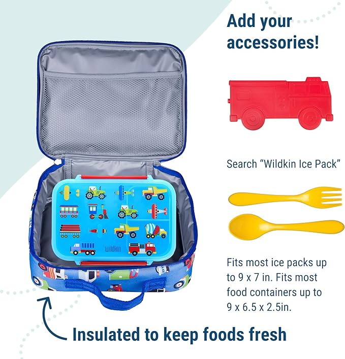 Wildkin Kids Insulated Lunch Box, Keeps Food Hot or Cold, BPA-Free with Mesh Pockets & Easy-Clean Lining – Ideal for School, Travel & Daycare – Heroes