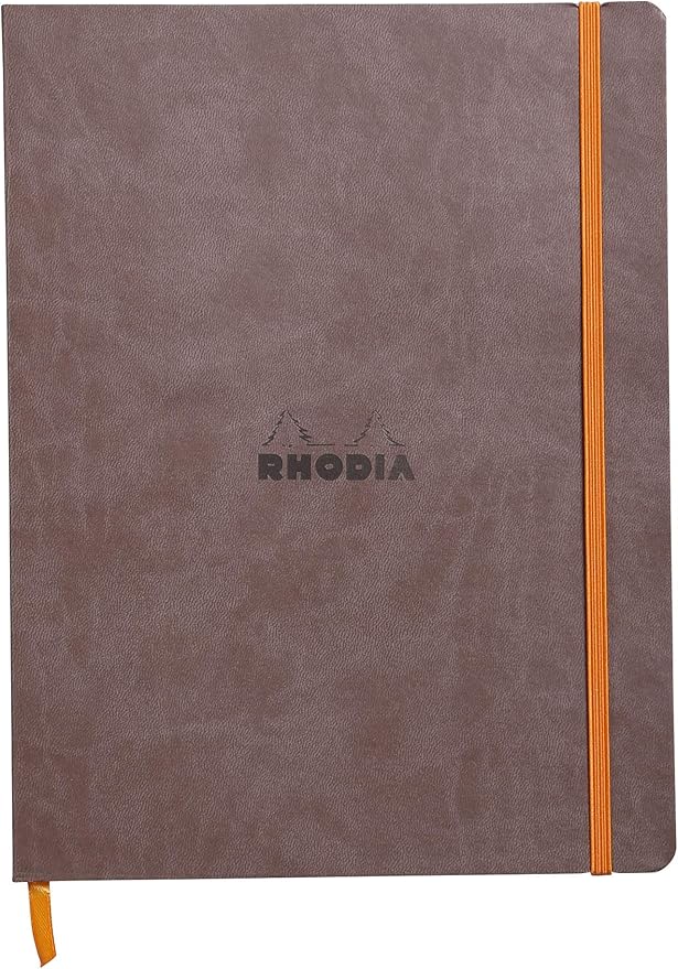Rhodia Rhodiarama SoftCover Notebook - 80 Lined Sheets - 9 3/4 x 7 1/2 - Chocolate Cover, 117503C
