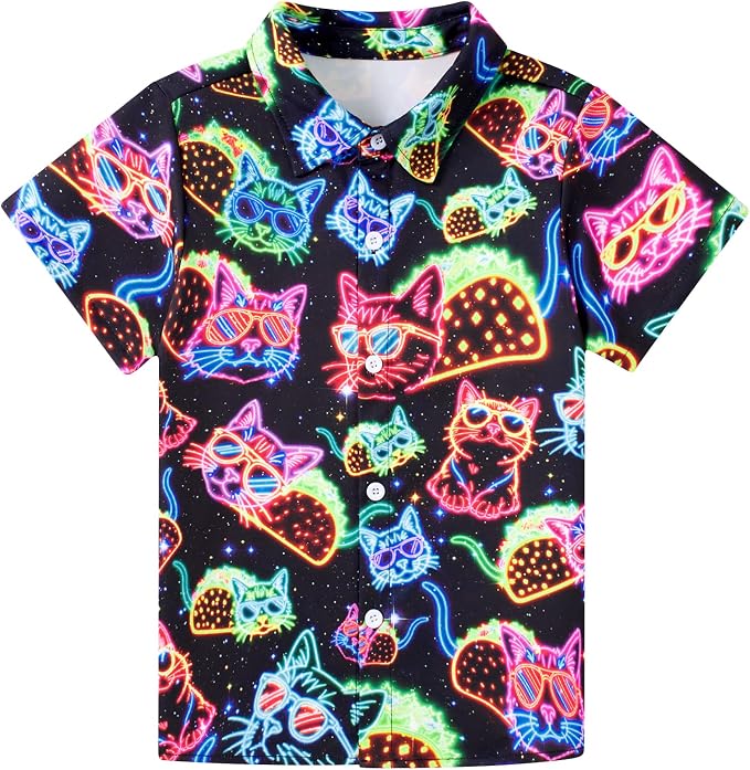 Enlifety 2-10T Kids Hawaiian Shirt Boys Short Sleeve Button Down Shirts Hawaii Summer Casual Blouse
