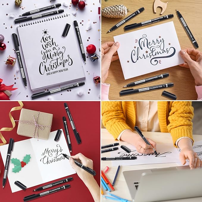 Calligraphy Pens, 10 Size Calligraphy Pens for Writing, Brush Pen Calligraphy Set for Beginners, Calligraphy Brush Pens, Hand Lettering Pen for Art Drawing, Sketching, Scrapbooking