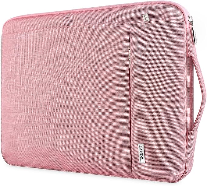 LANDICI 360° Protective Laptop Sleeve 11.6 Inch for Surface Pro 7 8 9/Laptop Go 2 3, MacBook Air 11, Small Computer Bag Carrying Case for 11-12 Inch Chromebook, Women, Slim, Shockproof, Pink