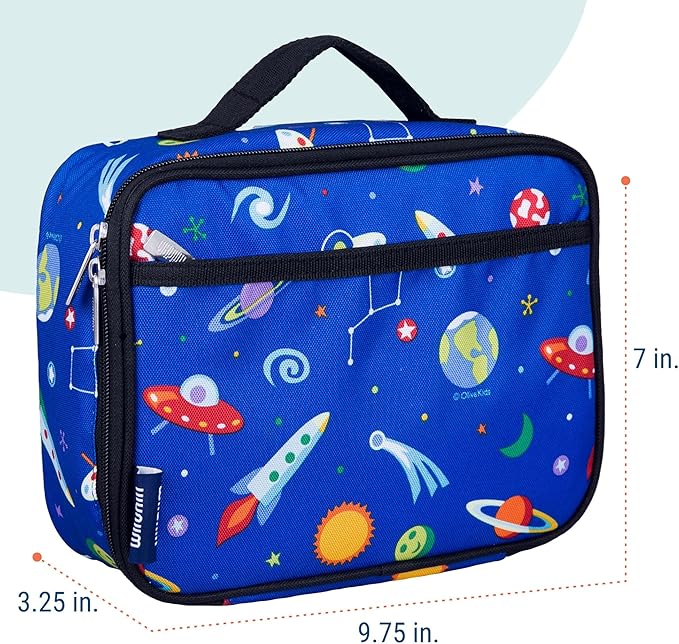 Wildkin Kids Insulated Lunch Box, Keeps Food Hot or Cold, BPA-Free with Mesh Pockets & Easy-Clean Lining – Ideal for School, Travel & Daycare – Out of this World