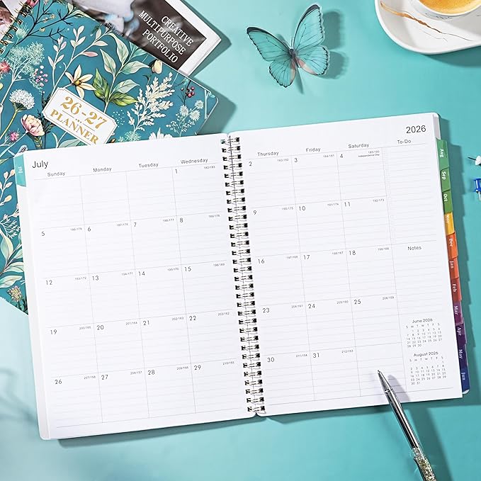 Planner 2026-2027 - Academic Planner 2026-2027, from JULY 2026 to JUNE 2027, 9'' x 11'', Weekly and Monthly Planner, 26-27 Calendar Planner with Colourful Tabs, Premium Thick Paper, Twin-Wire Binding, Back Pocket