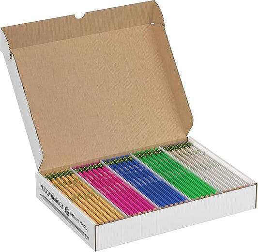 Ticonderoga Wooden Pencils, Pre-Sharpened, #2 HB Soft, Metallic Colors, 150 Count