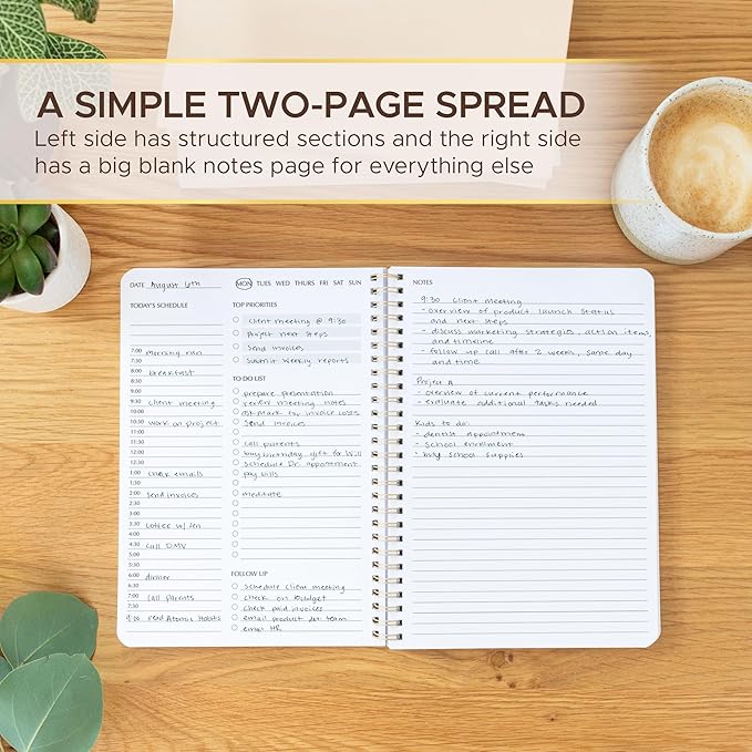 Simple Daily Planner Undated & To Do List Notebook for Work: With Hourly Schedule - 6.5x9.25" Terracotta - Aesthetic Planner Notebook for Life Tasks - Day & Hour Agenda, Organizer Notepad Journal