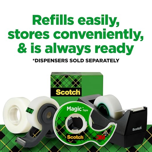 Scotch Magic Tape, Invisible, Home Office Supplies and Back to School Supplies for College and Classrooms, 18 Rolls (Pack of 8)