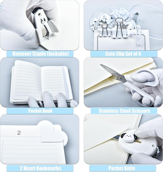 White Desk Accessories, 25Pcs White Office Supplies and Desk Organizers, with Tape Dispenser, Stapler, Staple Remover, Ect, Gift Box Packaging
