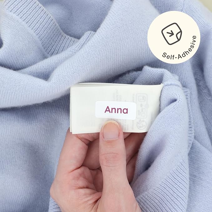 TeddyLabels - Clothing Labels for Nursing Home (180) – Self-Adhesive Name Tags for Clothes and Personal Items. Personalized Labels for Daycare, Nursing Homes, and Laundry Use - White