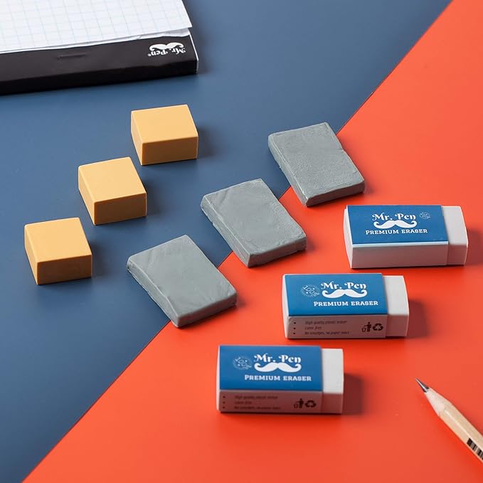 Mr. Pen- Art Eraser Set, 9 Pack, 3X White Vinyl Latex-Free, 3X Kneaded and 3X Artist Gum Erasers, Non-Abrasive, Smudge Resistant, Perfect for Artists and Designers