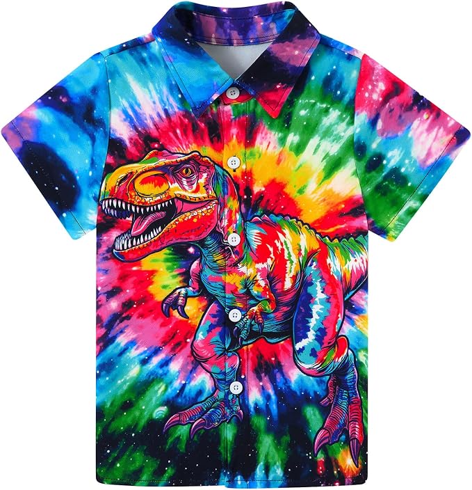 Enlifety 2-10T Kids Hawaiian Shirt Boys Short Sleeve Button Down Shirts Hawaii Summer Casual Blouse