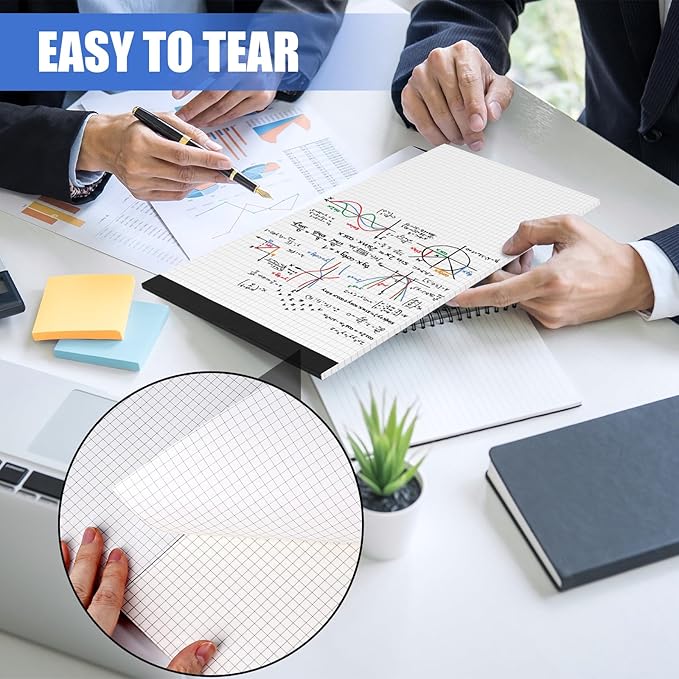 BOOKNOW 2-Pack 8.5" x 11" White 4x4 Quad Ruled Graph Paper Pads, 50 Sheets per Pad, for Office, School, Drawing, Math, Drafting, and Engineering
