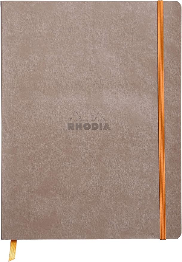 Rhodia Rhodiarama SoftCover Notebook - 80 Dots Sheets - 9 3/4 x 7 1/2 - Taupe Cover (117554C)