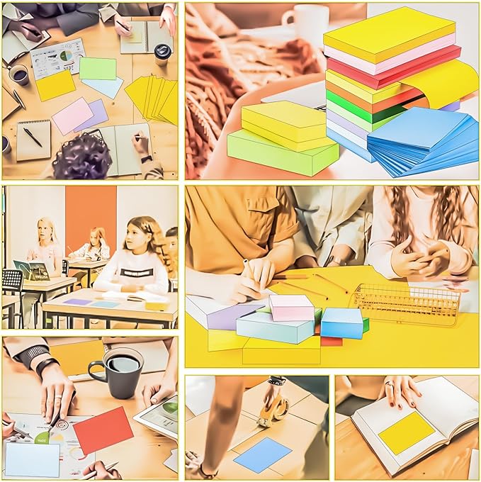 1200Pcs Blank Colored Index Cards 3x5 Inch Flash Cards, Blank Note Card Flashcards, Colorful Card Pad Index Note Books 3 x 5 Notecards for Studying School Supply College Office