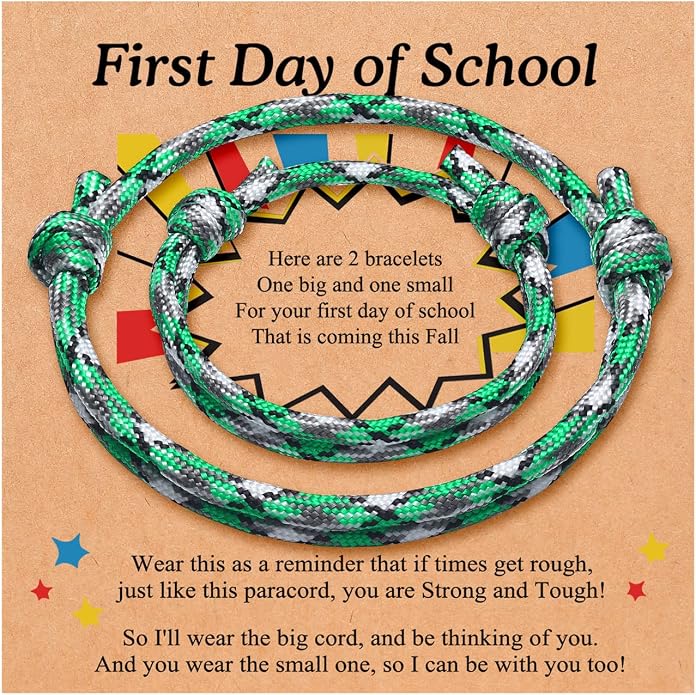 PINKDODO First Day of School Bracelet Back to School Gifts Mommy and Me Bracelets Mother Son Bracelet