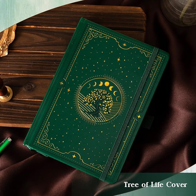 TIEFOSSI Tree of Life Journal, A5 Lined Journal for Women Men, Aesthetic Notebook with 316 Numbered Pages, Hardcover Vegan Leather Journals with Bookmark, 100 GSM Thick Paper