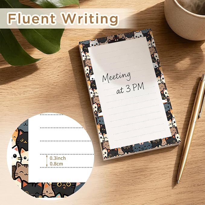 Lined Sticky Notes 4x6 in, 2 Pack Large Cute Notepads with Lines, Bright Post Memo Note Pads Big Rectangular Sticky Notes for Office Colorful Cute Cats