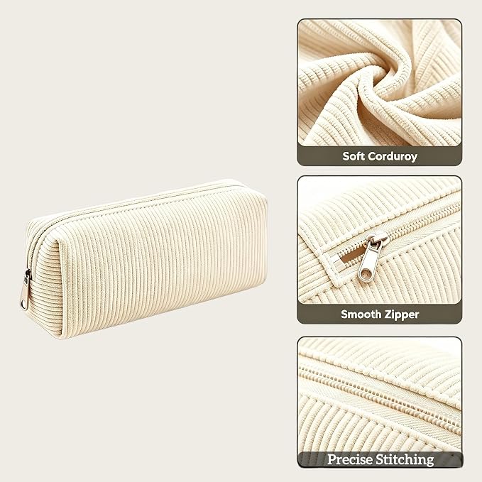 Pencil Case, Pencil Pouch for Women, Pencil Case Small, Pencil Pouch Aesthetic (Beige)