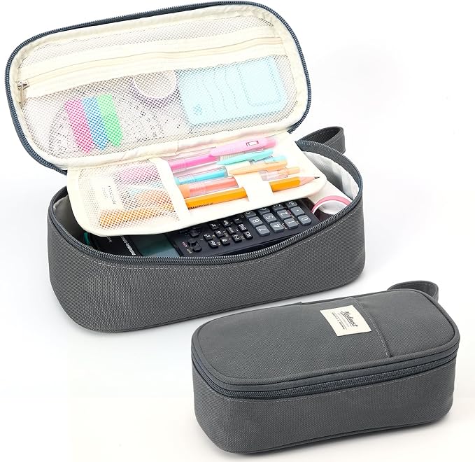 Pencil Case Pouch, Large Capacity Pen Bag Organizer, Cute Aesthetic Pencil Box for Girls Boys Kids, Back to School Supplies, Teacher Supplies Classroom Essentials, Grey