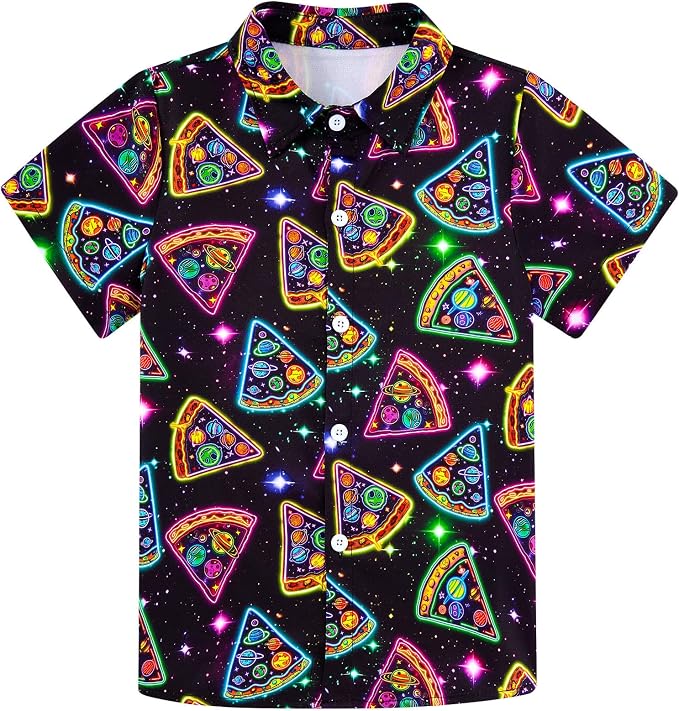 Enlifety 2-10T Kids Hawaiian Shirt Boys Short Sleeve Button Down Shirts Hawaii Summer Casual Blouse