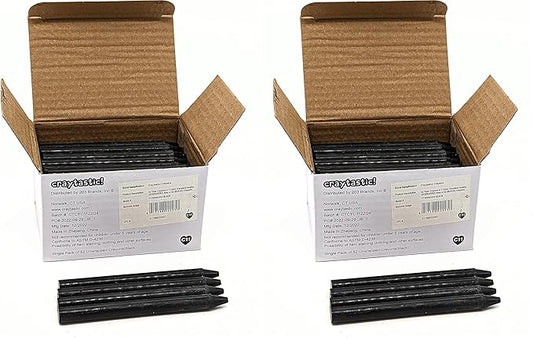 Craytastic! Bulk Unwrapped Crayons Box of 52 (Black) for Crafting, Parties, Kids - Paperless Crayons, No Paper Wrapper - Safety Tested Compliant with ASTM D-4236 (Pack of 2)