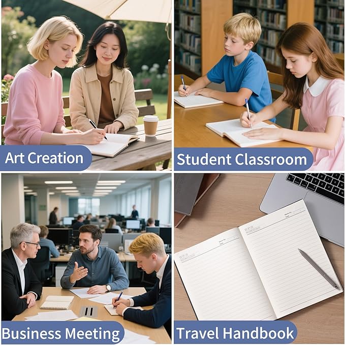 360 Pages A4 Journaling Notebooks, 100 Gsm Paper Thick Lined Journal Notebook for Women Men, Journals for Writing Soft Cover College Supplies for for Work Note Taking Perfect for Office School, Blue