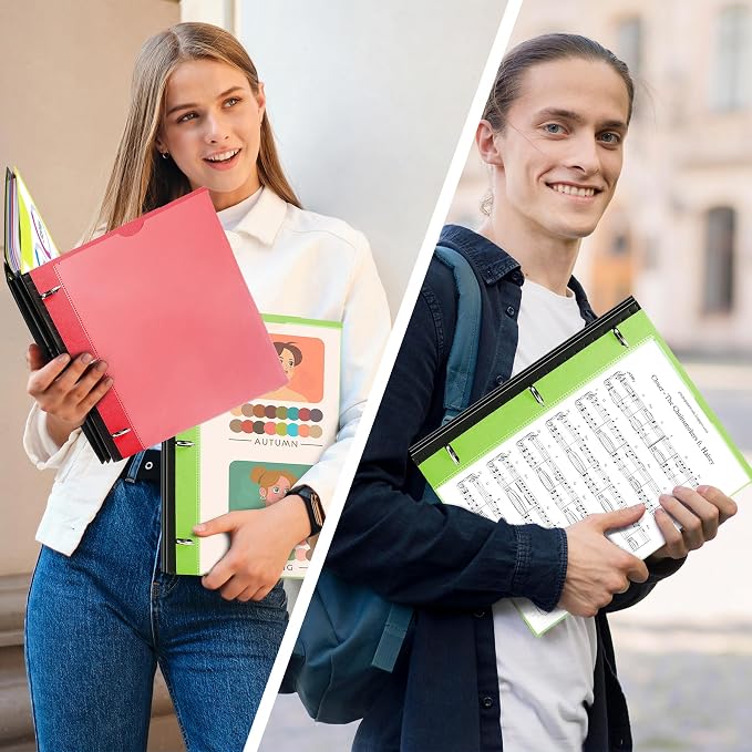 WOT I 12-Pack Telescoping 3 Ring Binder(0.75"), Expandable Flexible Binder - Patented Design for Easy Portability, Holds 8.5"x11" Paper, 4 Bright Colors, Perfect for School, Office&Home Organization