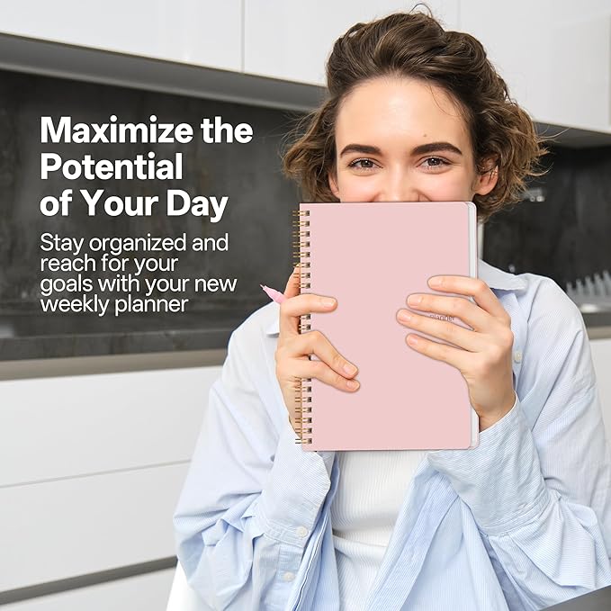 Undated Weekly Planner- Weekly Goals Notebook, A5 To Do List Planner, Habit Tracker Journal with Spiral Binding, 5.7 x 8.0 inches
