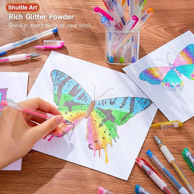 Shuttle Art 160 Pack Glitter Gel Pens, 80 Colors Glitter Gel Pens Set with 80 Refills for Adults Coloring Books Drawing Crafts Scrapbooking Journaling