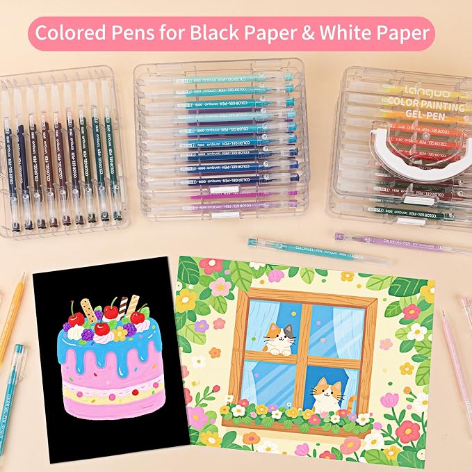 Gel Pens For Coloring,99 Pack Colored Pen for Black&White Paper,0.6MM Point