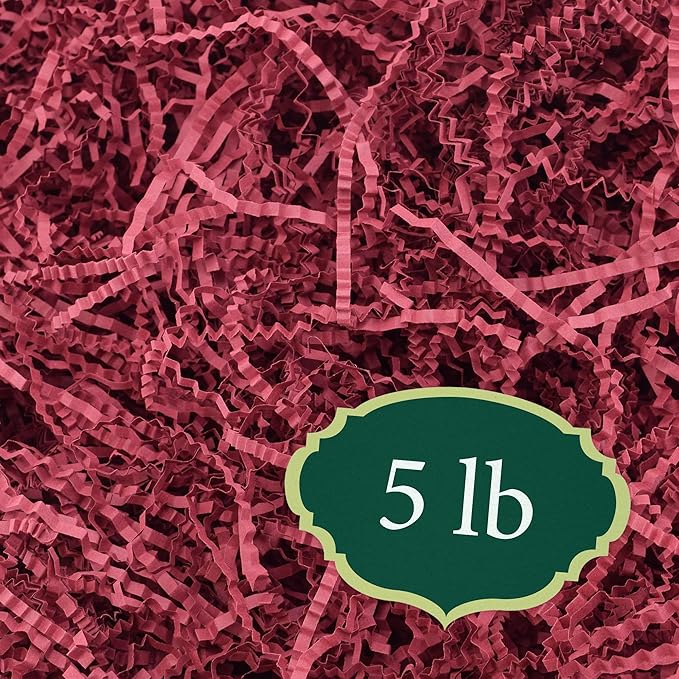 Arcadia Garden Products 5 lbs - Burgundy Crinkle Shredded Color Paper Filler Box Stuffing for Gift Wrapping & Crafts, Basket Filling, Confetti, Packaging & Shipping - RPC05BY