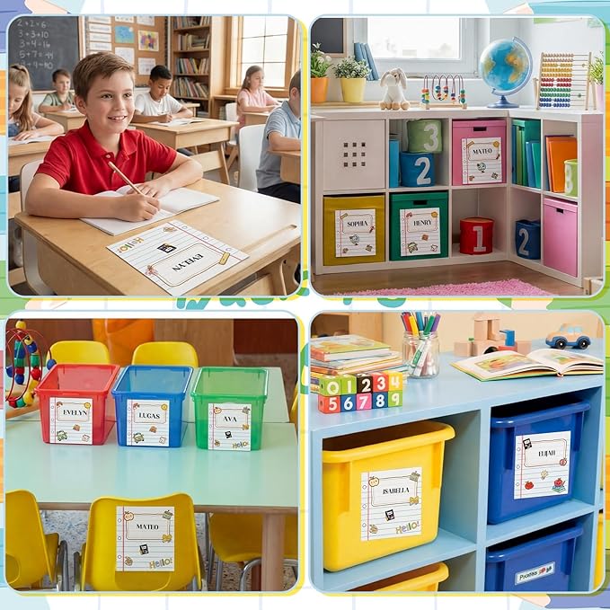 Epakh 36 Pack Name Tags for Desks Notebook Shaped Bulletin Board Decoration 6‘'x7'' Blank Name Tag Labels Learning Tool for Lockers Whiteboard Fridge Office Home Desktop Supply (Cute)