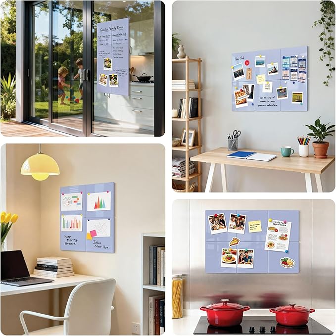 Comix Magnetic Board, 6 Pack Magnetic Whiteboard for wall, 11.8 x 11.8 Inches Dry Erase Board for Kids, Students, White Board Dry Erase Set for Fridge, Office and Home, Purple