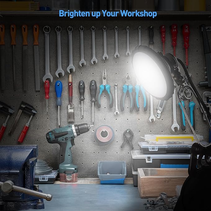 [ETL Listed] Cable Matters Portable LED Clamp Light for Workshop, Clamp On Light (LED Work Lamp) with 6 feet Cord, 800 Lumens, 9.5Watts, 5000K Daylight