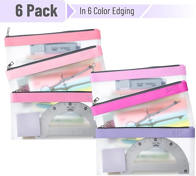 Mr. Pen- Clear Pencil Pouch, 8.50"x4.25", 6 Pack, Durable TPU Material, Medium Water-Resistant Pencil Bags with Smooth Zipper, Multipurpose Clear Pouch for Stationery, School, Office, Travel Supplies