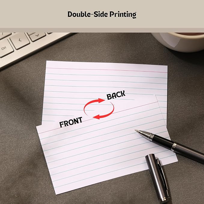 Extra Heavyweight 3x5 Inch Ruled Index Cards, Made of 92lb Weight Thick Paper Ruled Notecards, Double Sided Thick Flash Cards for Note-Taking, Studying, Ideal for School, Home and Office - 200 Count