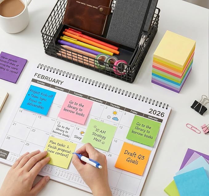 Agoer 1200 Sheets Mini Sticky Notes - 2 x 1.5 Small Sticky Pads, Clean Removal, Bright Colors Self-Stick Pads - Colorful Notes for Office, Home, School (12 Colors)