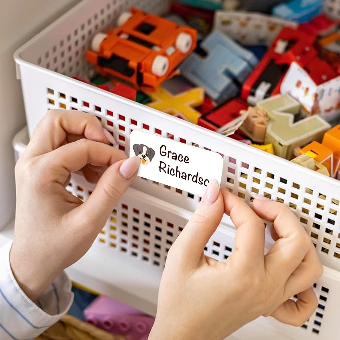 Personalized Waterproof Name Labels for Kids | Optional Packs 50, 150, 230 Labels | Custom Name Stickers for Kids' Clothing Tag, Water Bottle, Lunch Box, Customize Kid Name Label for Daycare Dogs