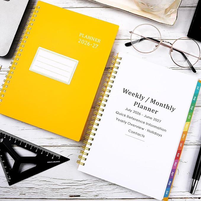 Planner 2026-2027 - Academic Planner 2026-2027, Jul 2026 - Jun 2026, 6.25" × 8.3", Colorful Tabs, Inner Pocket, Strong Twin-Wire Binding, Improving Your Time Management Skill