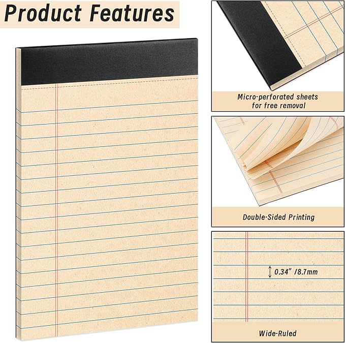 48 Pack Legal Pads 5" x 8" Writing Pad Note Pads for Office, 30 Sheets Recycled Notepad & Memo Pad, Paper Pads College Ruled, Small Notepads for Work, Professional Notepads for Office, Home, School