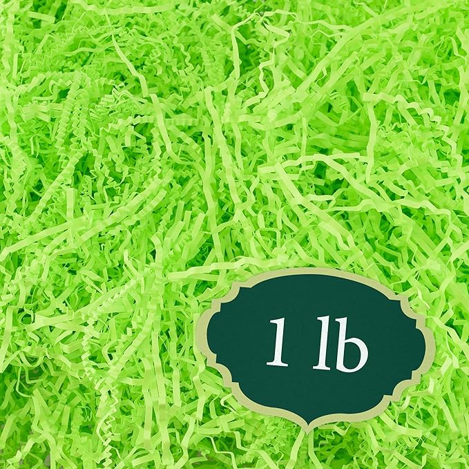Arcadia Garden Products 1 lbs - Lime Crinkle Shredded Color Paper Filler Box Stuffing for Gift Wrapping & Crafts, Basket Filling, Confetti, Packaging & Shipping - RPC01LM