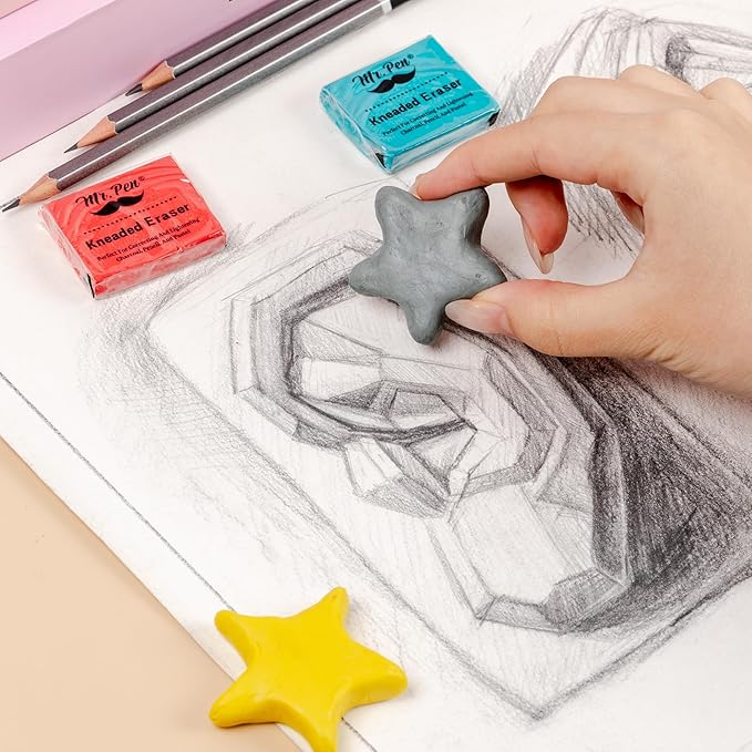 Mr. Pen Kneaded Eraser - 4 Pack, Colorful, Moldable Art Erasers for Artists, Drawing