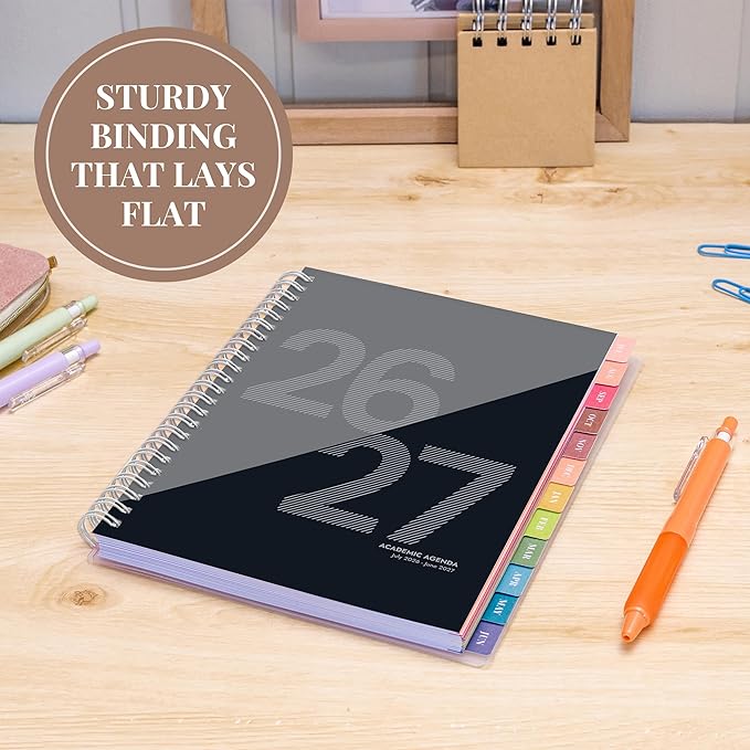 Rileys Academic Planner 2026-2027, Daily, Weekly & Monthly Planner, July 2026 - June 2027, Student Notes Pages, Twin-Wire Binding, Weekly Agenda for School & Work (8 x 6-Inches, Geographic, Black)