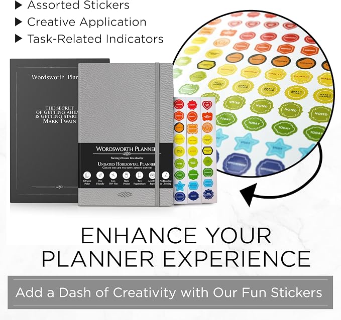 Wordsworth & Black A5 Undated Weekly, Monthly Planner, A5 Paper, Gray