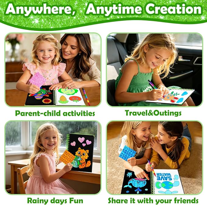 FUNNYB&G Mess-Free Foil Art Craft for Kids Ages 4-10, Kids Birthday Gift