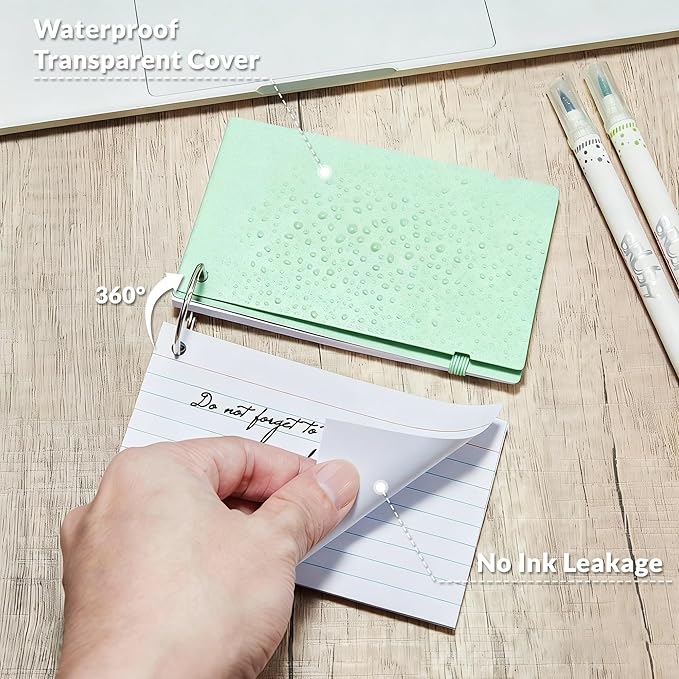 NEEWAY Ruled Index Cards with Ring 3x5 Inches, 200 Count Note Cards Lined, Flash Cards with Rings for Studying, Home and Office (Light Green)