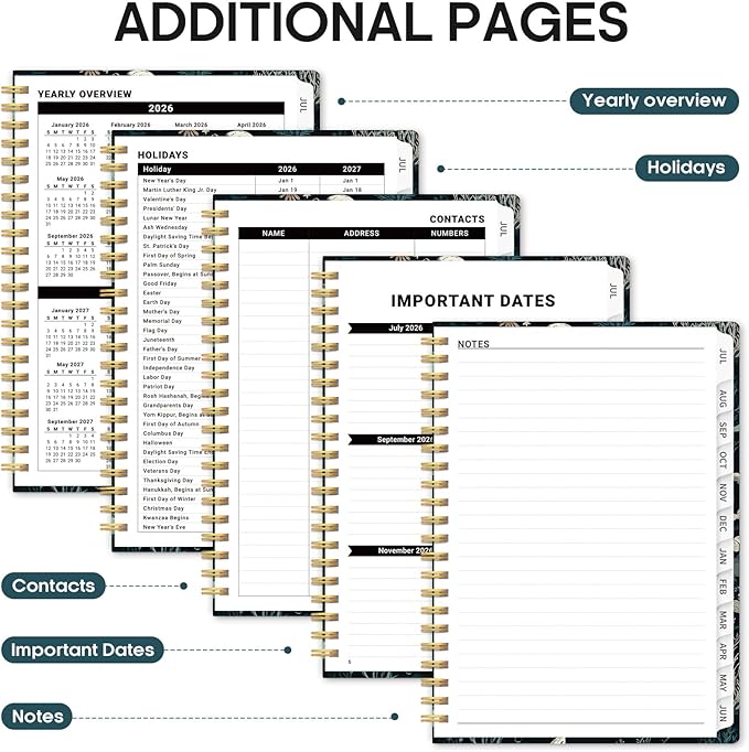 Planner 2026-2027, Academic Year Weekly and Monthly Calender Planner, from Jul 2026 - Jun 2027, Spiral Bound School Planning Book, Perfect for Teacher, Student, Women & Men, A5 (6.3" x 8.5"), Secret Sea